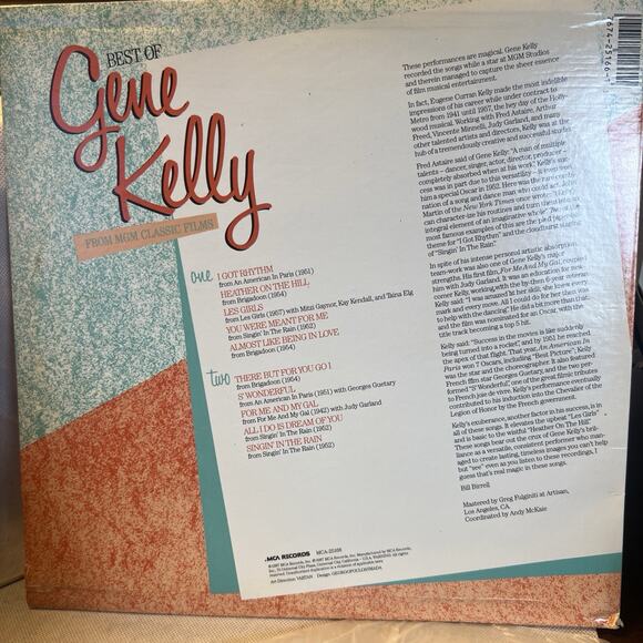 Best Of Gene Kelly LP MGM 1987 MCA Records ‎ MCA-25166 Ultrasonic Clean VG+ - Picture 2 of 6